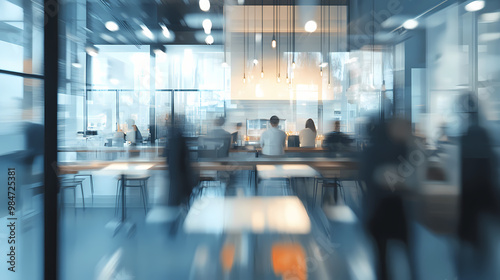 Wallpaper Mural Blurred background of a modern office space. blurred office backdrop - generative ai. Crowded Caf. Illustration Torontodigital.ca
