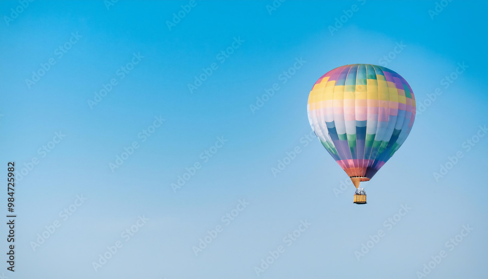 Naklejka premium Hot air balloon flying against the sky. Hot air balloons are aircraft that gain their weight by heating a large envelope of air above ambient temperature.