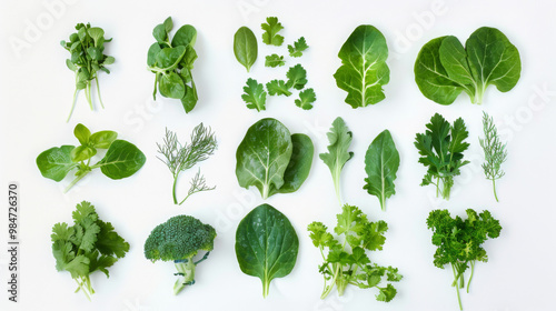 edible greens on a white background