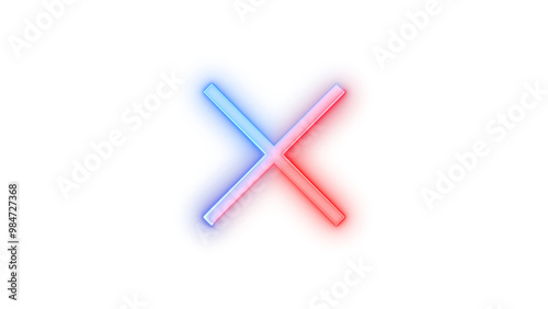 Neon icon cancel symbol blue red color transparent background