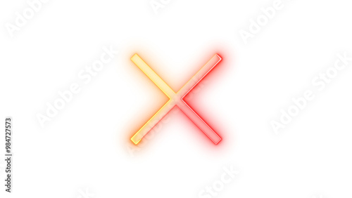 Neon icon cancel symbol brown red color transparent background