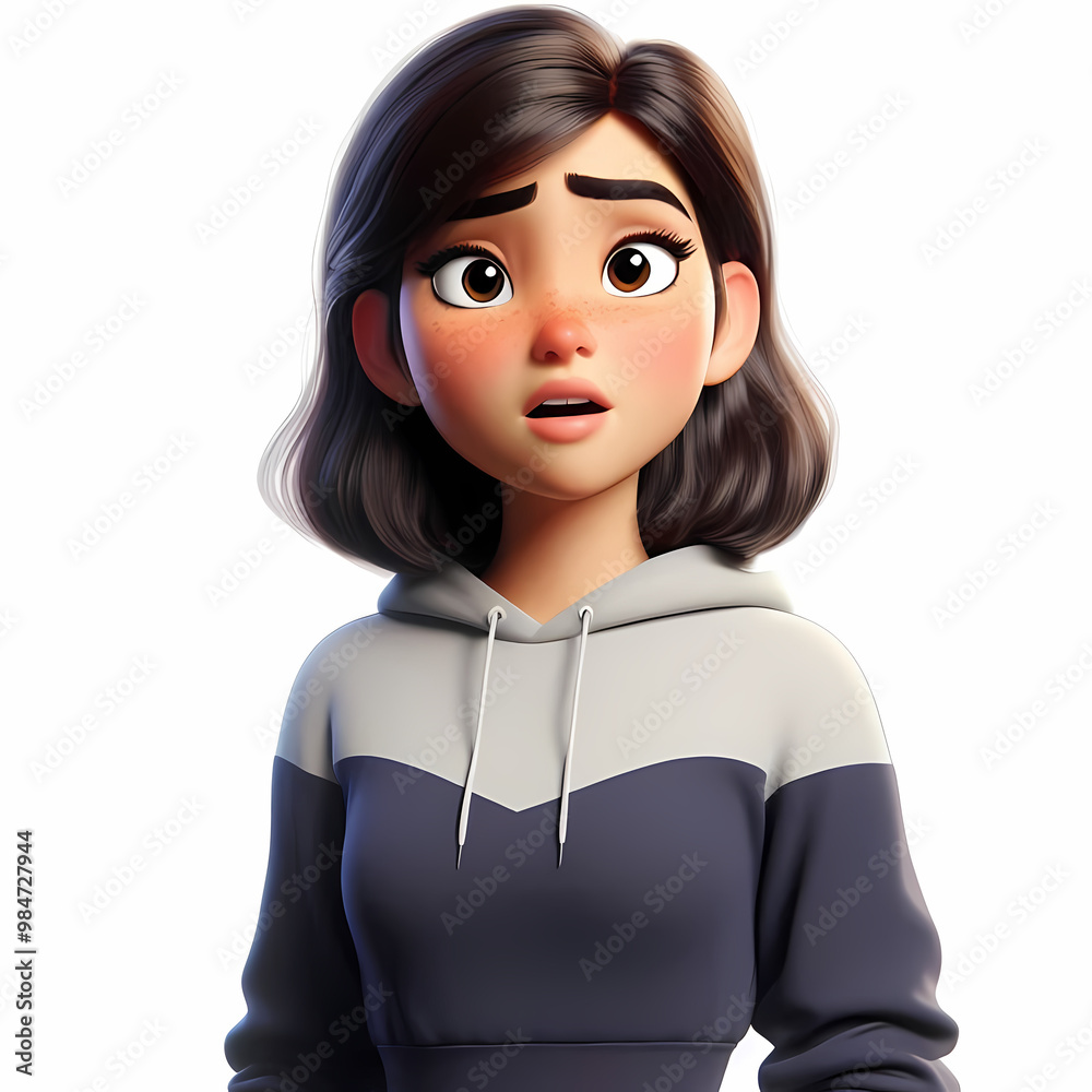Disbelief: Shocked Young Woman - Astonished 3D Character for Emotional Learning Children's Book - Surprise and Reaction Illustration Disbelief: Shocked Young Woman - Astonished 3D Character for Emotional Learning Children's Book - Surprise and Reaction Illustration