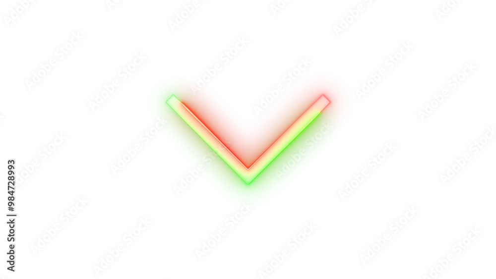 Neon icon chevron down symbol green red color transparent background Neon icon chevron down symbol green red color transparent background
