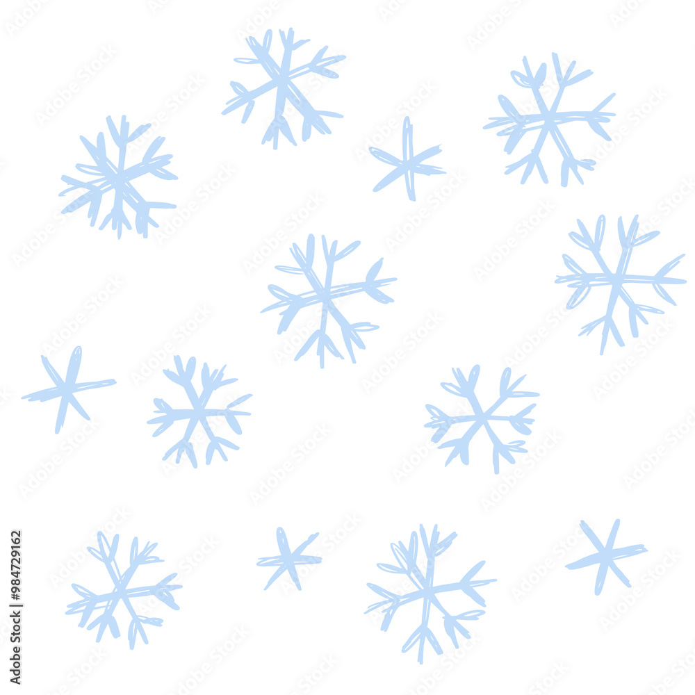 Set of snowflakes drawn with marker, on transparent background Set of snowflakes drawn with marker, on transparent background