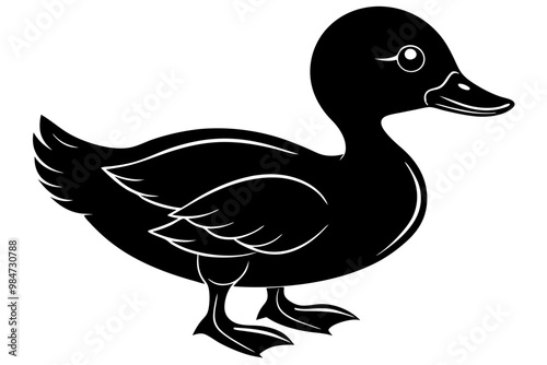 baby duck silhouette vector