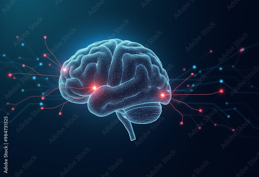 Fototapeta premium Brain with Artificial Intelligence network stock Image 