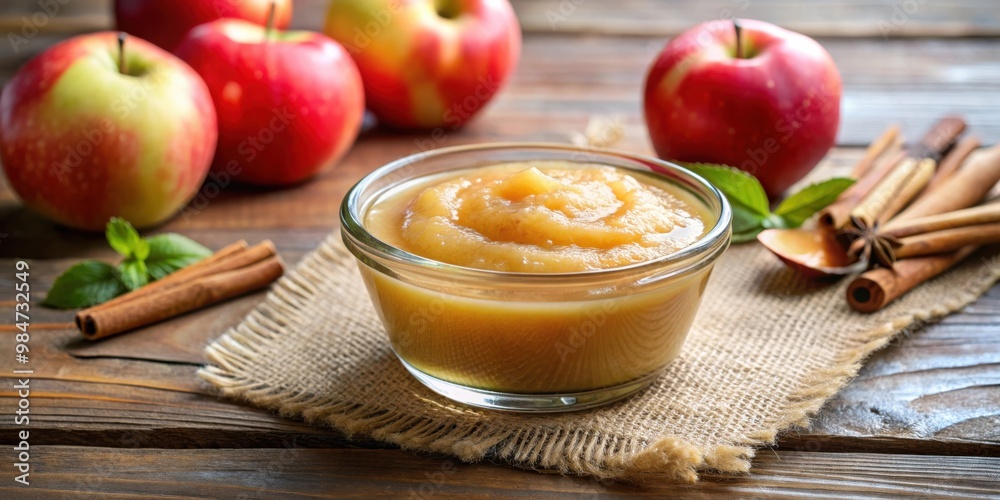 Close-up shot of a portion of applesauce on a background, portion, applesauce,background, selective focus, close-up shot, food Close-up shot of a portion of applesauce on a background, portion, applesauce,background, selective focus, close-up shot, food