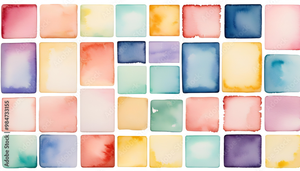 invitation squares design white watercolor element pastel frame olated poster card square colorful colored set square watercolor abstract texture design mosaic cover symmetry invitation tile