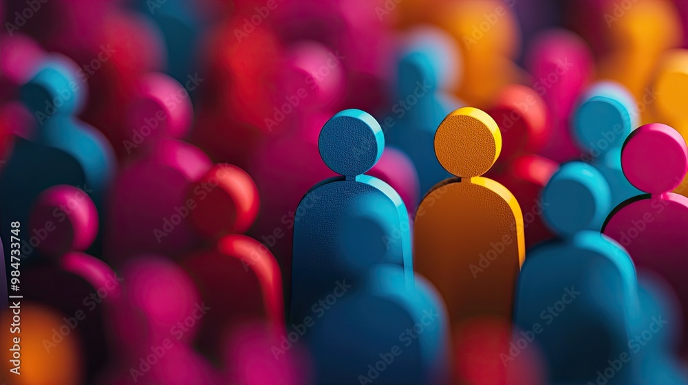 Colorful figurines representing diverse communities, white isolate background