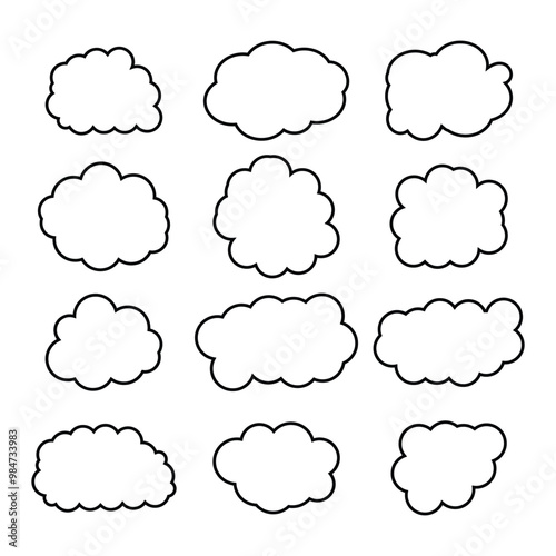 creative cloud shape outline set drawing 