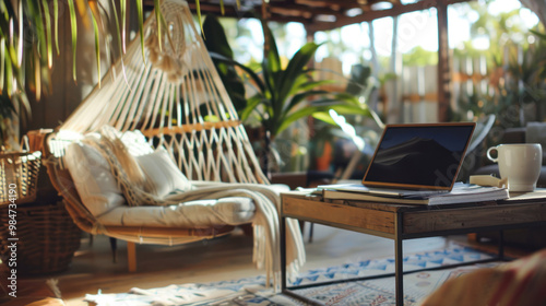 A relaxed lifestyle where work and play are indistinguishable, with every task designed to be enjoyable and fulfilling, blurring the line between productivity and leisure photo
