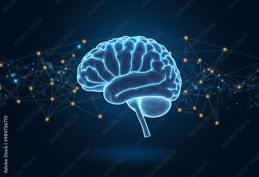 Fototapeta premium Brain with Artificial Intelligence network stock Image 