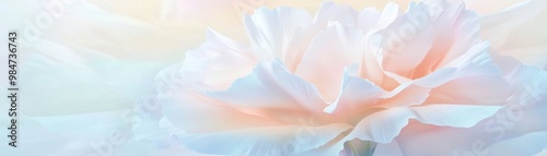 A close up of a white flower with a blue background