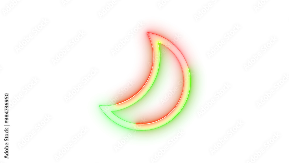 Neon icon quiet hours moon symbol green red color transparent background Neon icon quiet hours moon symbol green red color transparent background