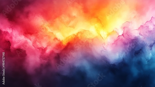 Fototapeta Naklejka Na Ścianę i Meble -  Abstract Watercolor Landscape with Vibrant Hues