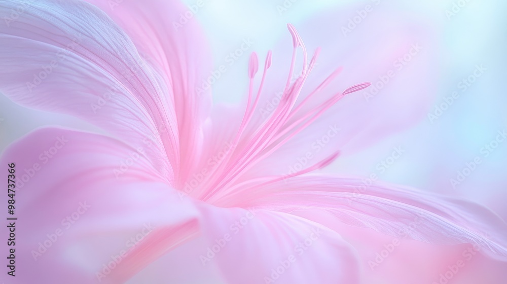 A close up of a pink flower with a blue background A close up of a pink flower with a blue background