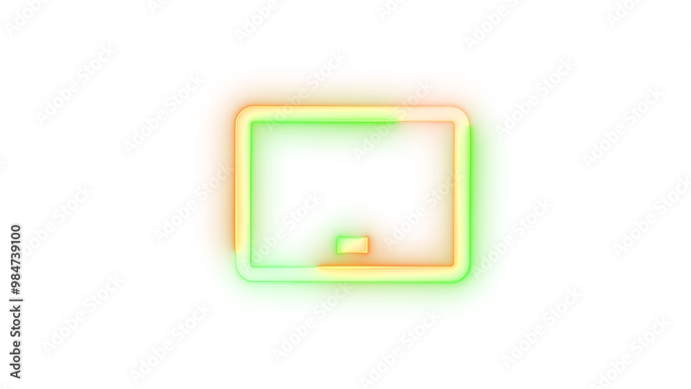 Neon icon tablet device symbol brown green color transparent background Neon icon tablet device symbol brown green color transparent background