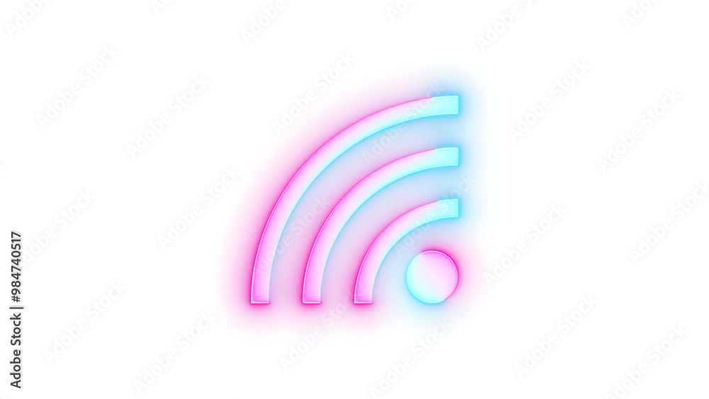 Neon icon wifi symbol cyan pink color transparent background Neon icon wifi symbol cyan pink color transparent background