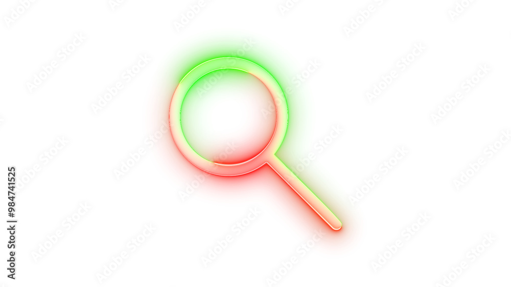 Neon icon zoom symbol green red color transparent background