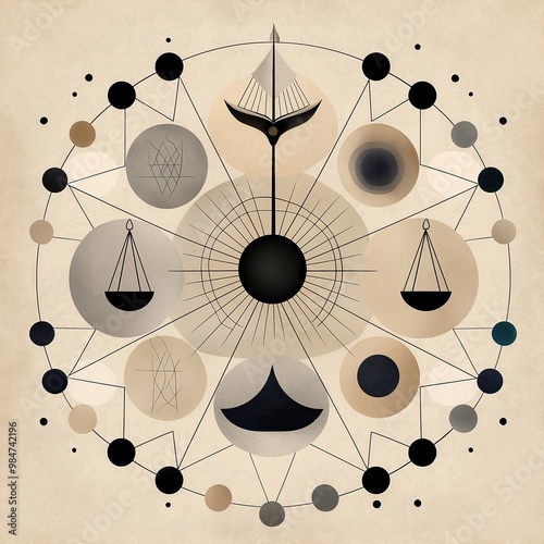 Hand-Drawn Illustration of Yom Kippur Symbols with Scales