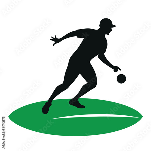 Vector Art of Cricketer on Field.