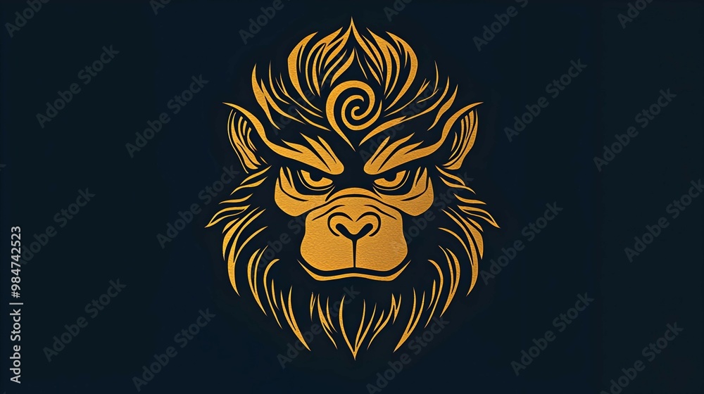 Obraz premium Golden Monkey Head Illustration