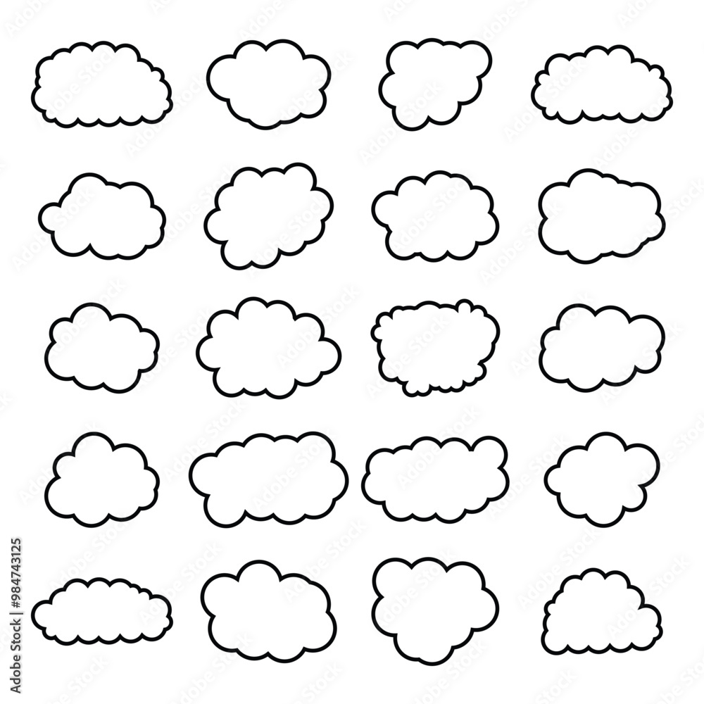 Fototapeta premium creative cloud shape outline set drawing 
