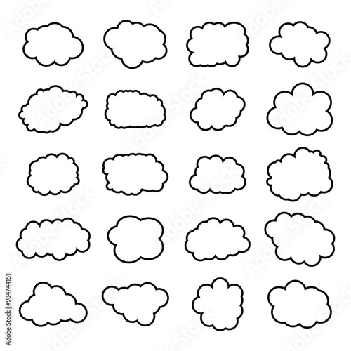 creative cloud shape outline set drawing 