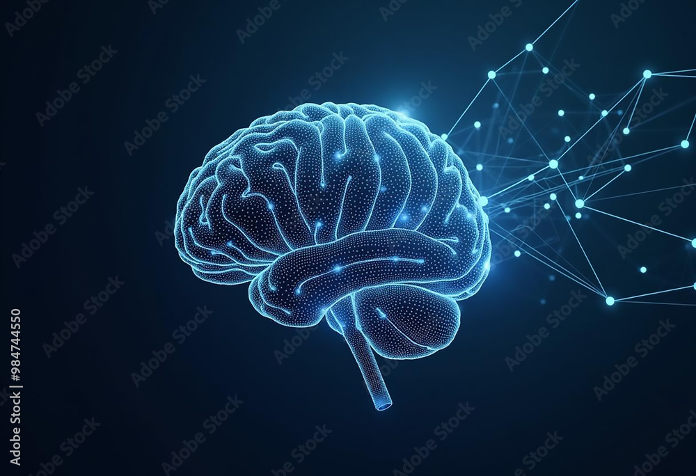 Obraz premium Brain with Artificial Intelligence network stock Image 