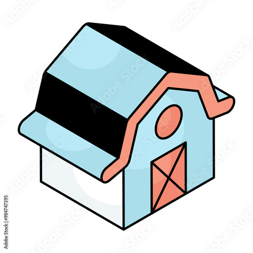 Editable design icon of farmhouse 