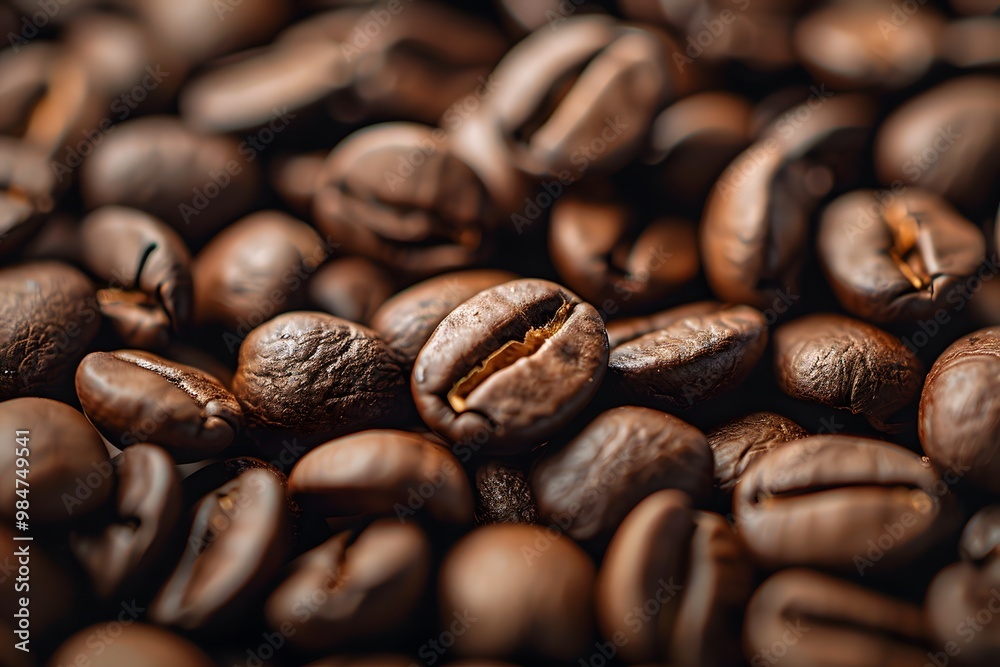 Rich and Aromatic Coffee Beans Close-Up Rich and Aromatic Coffee Beans Close-Up