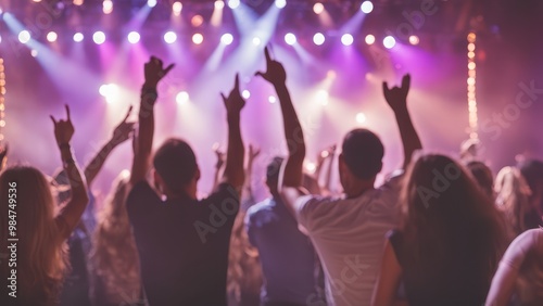 A crowd enjoying a live music performance with hands raised in excitement.