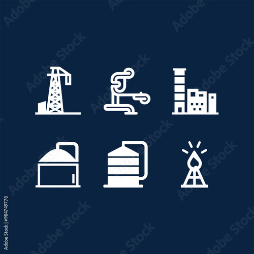 illustrations vector icon for oil and gas industry refinery process and building 
