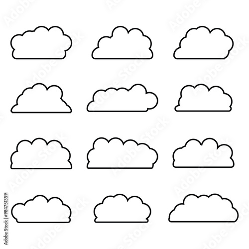 creative cloud shape outline set drawing 