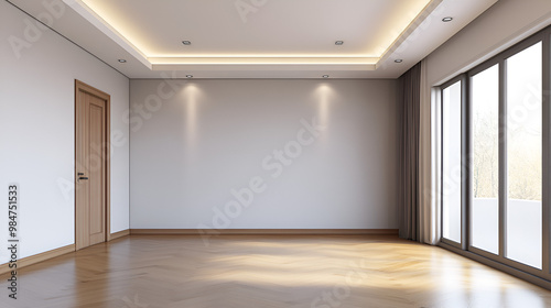 Empty interior room 3d Render. Modern interior design .front view , isolated on white or transparent background