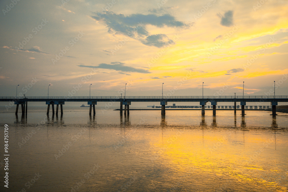 Hengsha Island, Chongming District, Shanghai - Sunset at sea Hengsha Island, Chongming District, Shanghai - Sunset at sea