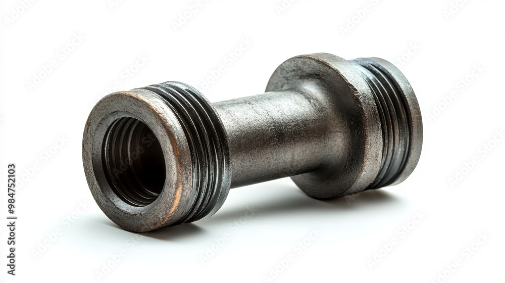 Threaded steel pipe tee fitting isolated on a white background Threaded steel pipe tee fitting isolated on a white background