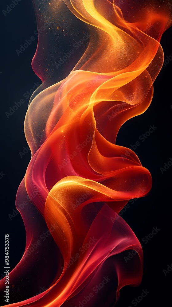 Abstract fiery red and orange smoke rising on a black background. Abstract fiery red and orange smoke rising on a black background.