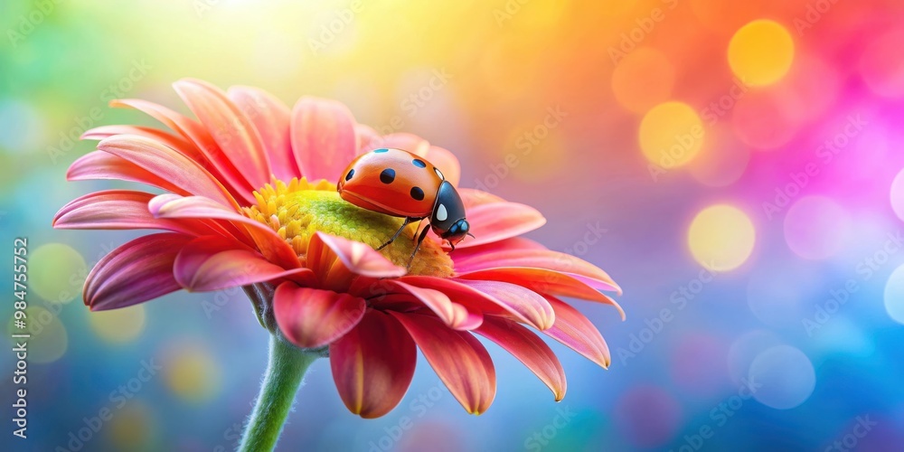 Ladybug perched gracefully on a colorful flower Ladybug perched gracefully on a colorful flower