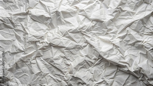 Abstract texture of crumpled white paper from high angle view