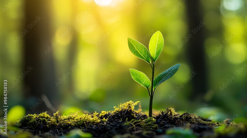 A Single Sapling Growing in a Forest Setting A Single Sapling Growing in a Forest Setting