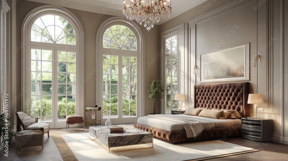 Elegant Bedroom with Large Windows