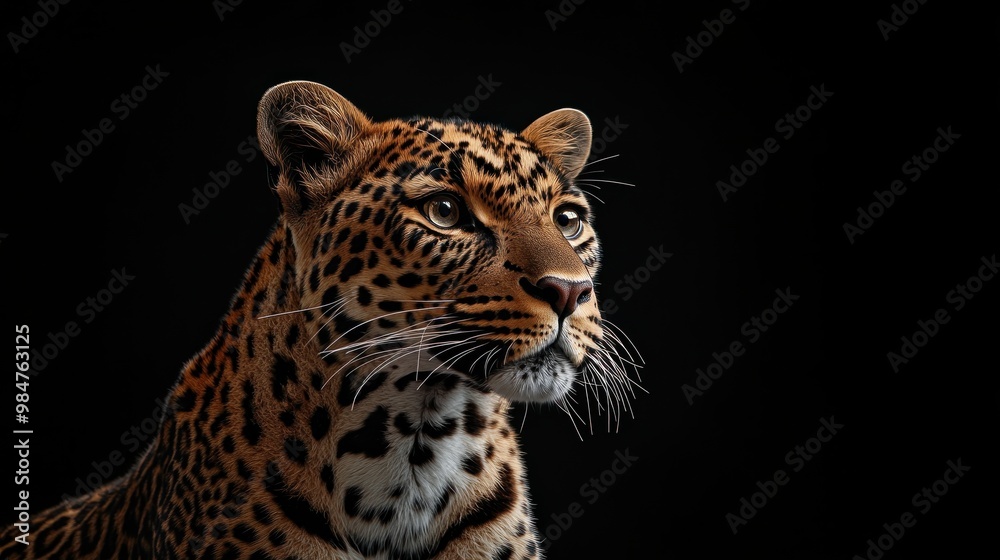 Close-up of a Leopard with Black Background Close-up of a Leopard with Black Background
