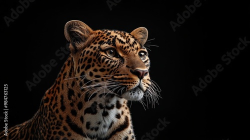 Close-up of a Leopard with Black Background