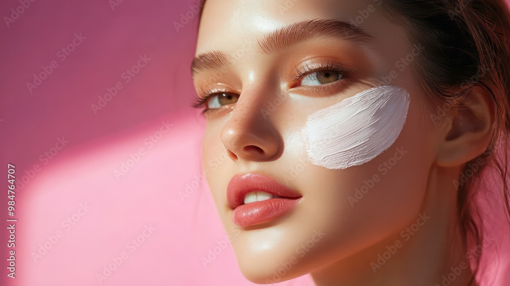 Makeup cream applied smoothly, preparing skin for flawless foundation Makeup cream applied smoothly, preparing skin for flawless foundation