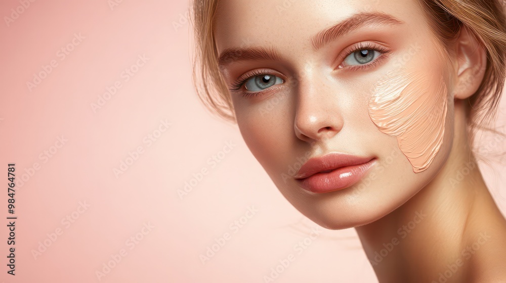 Makeup cream applied smoothly, preparing skin for flawless foundation Makeup cream applied smoothly, preparing skin for flawless foundation