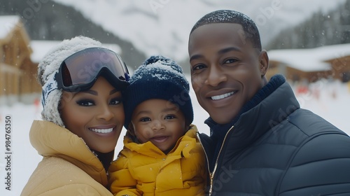 family skiing