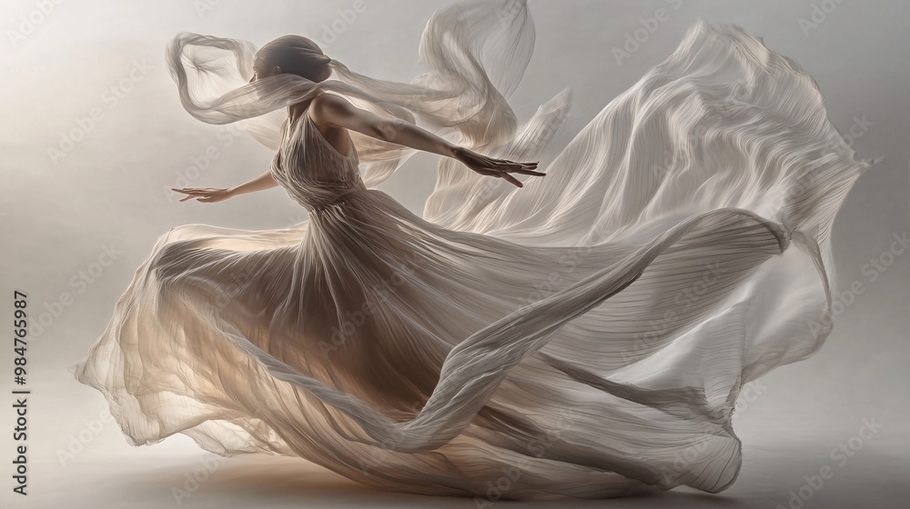 Dancer Twirling with Flowing Fabric and Hair Dancer Twirling with Flowing Fabric and Hair