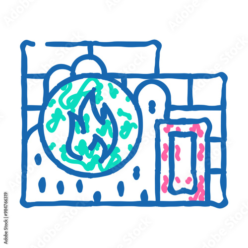 flame proof building material doodle icon sketch vector. flame proof building material sign. isolated symbol illustration