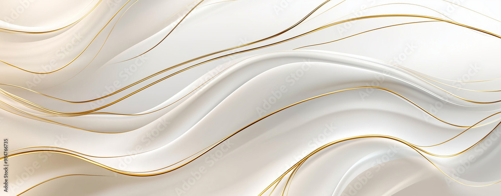 Obraz premium Abstract Light Gray Background with Gold Lines on White Paper, Web Poster, Banner, Placard. AI generation.